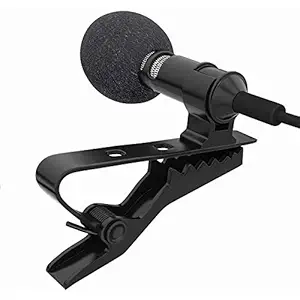 LIMESHOT Professional Lavalier Coller mic Clip-on Metal Microphone 3.5 mm Omni Directional Condenser Mic with 1.5 m Cable for Tiktok Youtuber and Recording. (Black)