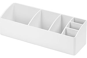 iDesign 42731 Medicine Storage Box for Bathroom and Medicine Cabinet, Small Plastic Bathroom Storage with 6 Compartments, Practical Make Up Organiser for Bathroom Accessories, White,9"