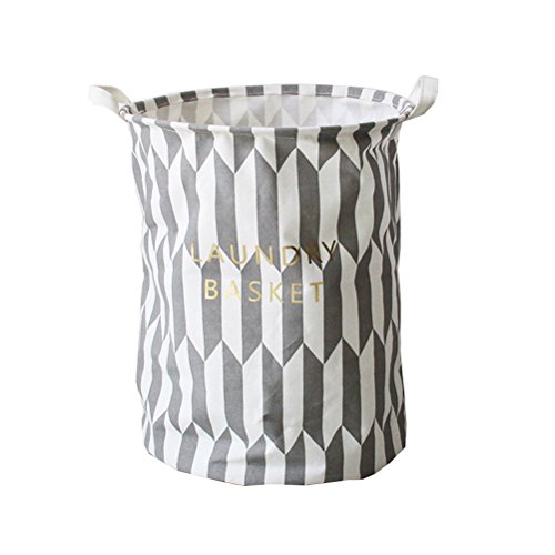 Inwagui Wäschekorb Baumwolle Folding Wäschekorb Wäschesack Ablagekorb Wäscherei Storage Basket Einfach Wäscheeimer-Grau