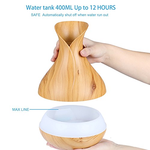 NexGadget Design Aroma Ultraschall Luftbefeuchter Raumbefeuchter Holzmaserung Style LED-Farbwechsler Diffuser 400ml Humidifier Duftzerstäuber Essential Oil Diffuser Purifier für Schlafzimmer Büro Kinderzimmer SPA Massage - 5