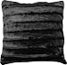 18" Black Shiny Stripes Faux Fur Cushion Covers By Goldstar