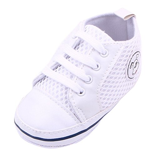 La Vogue Babies Unisex Dog Logo Sneakers Lace Up Trainers (Length 13cm, White)