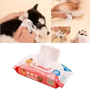 PSK PET MART Portable Hygienic Multipurpose Natural Moisturizing Pet Wet Tissue for Dog/Puppy/Cat/Kitten - 100 Wipes (Fragrance Free)