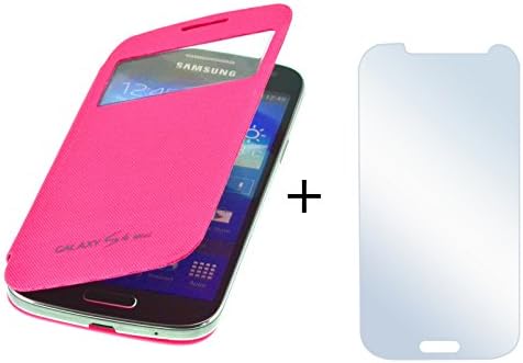 PhoneStar Flip Cover Case Cover with window + 2x Screen Protector for Samsung Galaxy S4 Mini i9190 / i9195 in pink