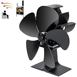 Womdee Ventilateur de poêle à Bois 5 Lames alimenté par la Chaleur, Petit Ventilateur Silencieux pour poêle à Bois/poêle à Bois/cheminée/Chauffage de poêle, respectueux de l'environnement (Noir)