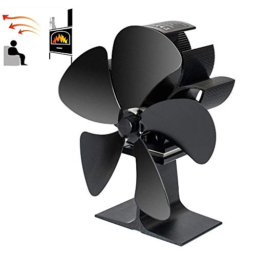 Womdee Ventilateur de poêle à Bois 5 Lames alimenté par la Chaleur, Petit Ventilateur Silencieux pour poêle à Bois/poêle à Bois/cheminée/Chauffage de poêle, respectueux de l'environnement (Noir)