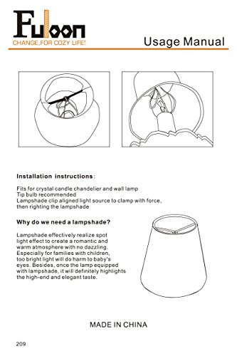 Fuloon 6er Set Lampenschirme für Kerze Kristall Kronleuchter Wandleuchte Hängelampe Stoff Lampenschirm (6er Set, Beige) - 9