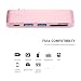 Produktbild TKSTAR Typ-C USB 3.0 5 in 1 Combo Hub für MacBook, Aluminium Multi-Port Adapter mit USB-C Ladeanschluss, Typ-C Durchlauf, 2 USB 3.0 Anschlüsse, SD / Micro Kartenleser JUTC5 (Roségold)