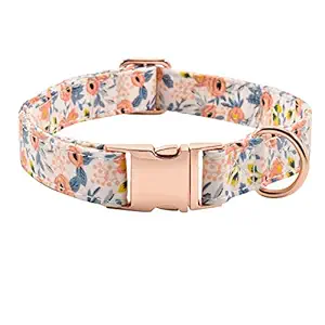 Metal Buckle Dog Collar, Durable Adjustable Dog Collar Soft for Small Medium Large Dogs (M(13-18in), Flower3)