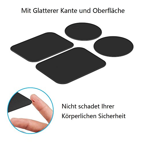 MEACOM MetallplÃ¤ttchen Set 4 StÃ¼ck Handy Halterung Metall PlÃ¤ttchen Ersatz 3M-RÃ¼ckseite Magnet KFZ Halterungen Metallplatte Phone Halter Platte fÃ¼r Handy und GPSï¼ˆ2 Rechteck und 2 Rundeï¼‰