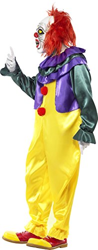 Smiffys Adult men's Classic Horror Clown Costume, Jumpsuit and Mask, Cirque Sinister, Halloween, Size M, 24376