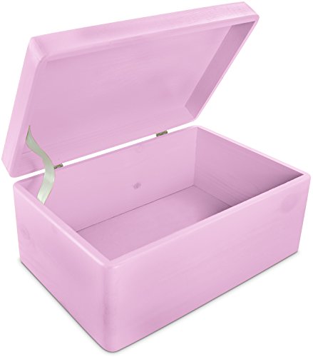 Baby Erinnerungskiste aus Holz zur Geburt für Mädchen - Kiefer Rosa Lackiert - ca. 30 x 20 x 14 cm - Venkon