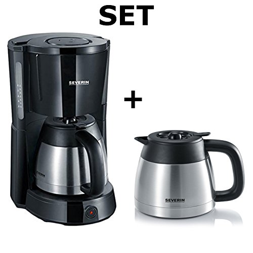 Preisvergleich Produktbild Severin KA9641, schwarze Edelstahl Thermoskanne, 2. Kanne inklusive