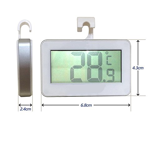 Mini Digital Kühlschrank / Gefrierschrank Thermometer gehören Magnet und Haken, COUTUDI Handy Gadget für Kühlraum, mit großen LCD & Frost Alert - 7