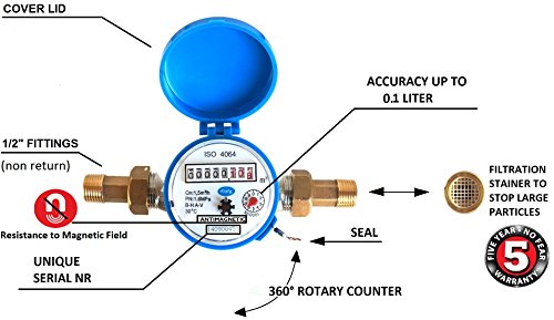 Wasserzähler Flow Haus und Garten 1,5 m3/h Garten Stecker – kaltem Wasser - 2