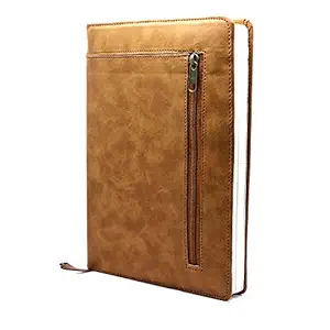 Crownlit Notebook Diary with Zip Pouch Color : Brown