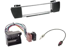 EHO 1 Din Radio Einbauset Blende Radioanschlusskabel Antennenadapter für BMW X3 E83 2004-2010 mit OEM Navi