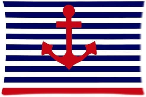 ARTSWOW 50% Polyester?50% Cotton Navy Blue Red Nautical Stripes Pillowcase with Zipper Rectangle Pillow Case Cover Standard Size Two Sides 20X26