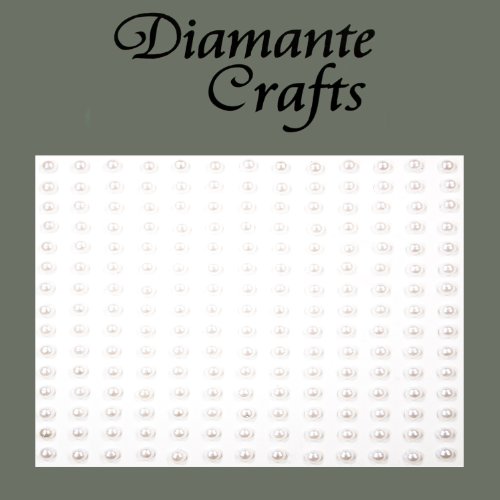 195 x 3mm White Pearl Self Adhesive Rhinestone Body Vajazzle Gems - created exclusively for Diamante Crafts