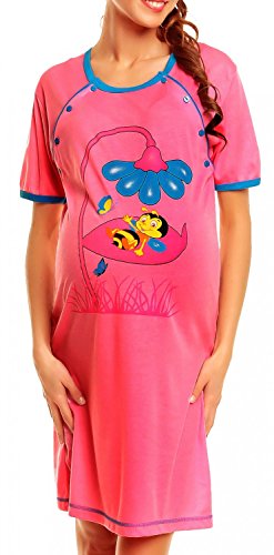 Happy Mama. Women's Maternity Nursing Nightdress Breastfeeding Nightshirt. 370p (Fuchsia, 10)