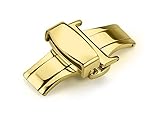 iStrap 16mm Edelstahl Faltschliesse Dornschließe Schließen Schnalle Klapp-Verschluss für Uhrenarmbänder Schmetterling Deployment Armbanduhr Schnalle - Golden Gelb