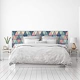 Fácil instalación. MEGADECOR Cabecero Cama PVC Decorativo Económico Diseño Geométrico de Triángulos Estampados Varias Medidas (150 cm x 60 cm)