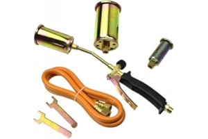 GRABACZ Soplete de jardín, Soplete de soldadura, Soplete de fontanería, Soplete para techado, Soplete para trabajos de cubierta. Incluye 3 cabezales intercambiables Ø 25mm, 35mm, 50mm