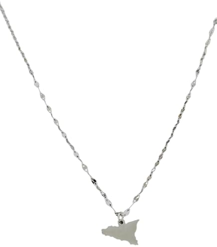 ARHZ 1 Pezzi Collana con Ciondolo Mappa Italia Sicilia,Contorno Paese Italiano Gioielli Hip-Hop,Fascino Moda Sicilia Lucidatura Catena Etnica, Regali Patriottici per Unisex