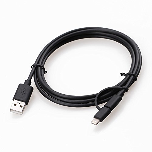 [Apple-MFI Certified] Wkae & reg; 2-in-1-Blitz zum USB-Kabel 8pin + Micro USB Ladekabel / Daten-Synchronisierungs-Kabel für iPhone5 / 5s / 5c / 6/6 Plus Apple iPad Mini / IPAD AIR / iPod nano / iPod Touch / Samsung Galaxy S4 / S3 / Galaxy Tab Tablet PC Laptop Smartphone 1M (Black) - 4