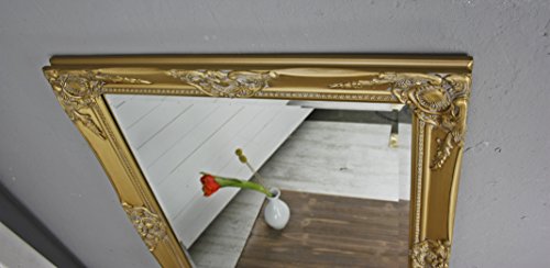 elbmöbel Wandspiegel in gold antik mit Patina 82 x 62cm barock mit Holz-Rahmen und Facettenschliff - 3
