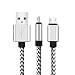 Produktbild Energystation 2M Lighting Quick Charger Kabel Nylon geflochtenes Android Ladekabel für Samsung Galaxy S9 / S8 +, Note 8, Sony Xperia XZ, HTC 10 / U11, OnePlus 5T, Huawei P9 - Silber