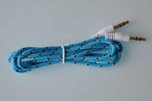3.5mm Jack Woven Fabric Braided Male to Male Stereo Audio Aux Auxillary Mp3 Iphone Galaxy Universal Cable for Pc Ipod Car Phone Speakers Amp (white)