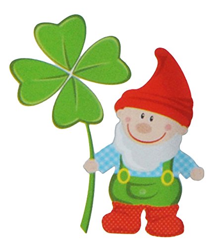 Preisvergleich Produktbild 4 tlg. Set - Transferbild & Bügelbild - Zwerg mit Glücksklee - für Textilien - Bügelbilder Erdbeere Sonnenblume - für Kinder und Erwachsene / Thermotransferbild / ideal für T-Shirt