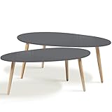 IDMarket - Lot de 2 Tables Basses gigognes laquées Grises scandinave