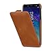 Produktbild StilGut Leder-Hülle für Samsung Galaxy A6 2018. Dünnes Flip-Case vertikal klappbar, Cognac