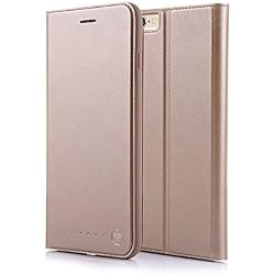 Nouske Funda tipo cartera para iPhone 6 Plus y 6S Plus de 5.5 pulgadas de Apple, dorada