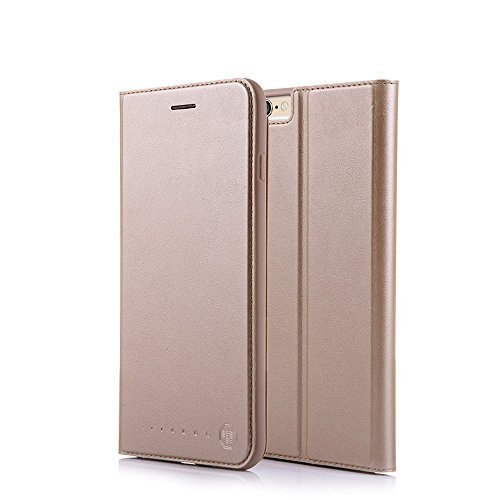 Nouske Funda tipo cartera para iPhone 6 Plus y 6S Plus de 5.5 pulgadas de Apple, dorada