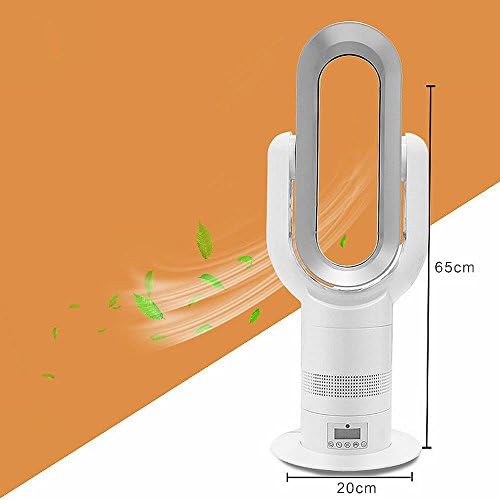D Electric heater No Leaves Extra-Quiet Vertical Heating Fan Fan Home Energy Saving Shaking His Head Heaters Without Leaf Cool Fan,White