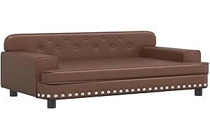 vidaXL Lit pour Chien, Canapé pour Animaux de Compagnie avec Cadre en Bois, Panier pour Chiots Maison Intérieur, Marron 90x53x30 cm Similicuir