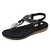 Produktbild VJGOAL Damen Sandalen, Frauen Mädchen böhmischen Mode Flache beiläufige Sandalen Strand Sommer Flache Schuhe Frau Geschenk (37 EU, W-schwarz)