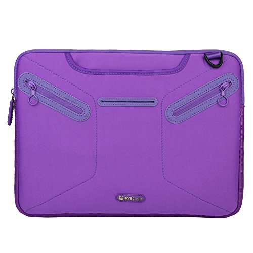 Notebooktasche 13.3“, Evecase 13.3 Zoll Universal Laptop Schutzhülle Aktentasche mit Neopren Außenmaterial, Verdeckbare Griffe, Zubehörfächer für Notebook MacBook Ultrabook Tablet Lenovo Asus Acer – Lila - 2