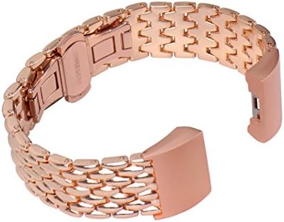 For Fitbit Charge 2 Band Metal Strap, MeiC Power Adjustable Stainlesss Steel Strap Dragon Design Smart Watch Loop Wrist Bands Replacement Accessories Straps with Classic Butterfly Buckle Clasp Removal Links Tool for Fitbit Charge 2 Fitness Wristband