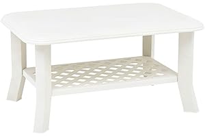 vidaXL Mesa de Centro Exterior Patio Balcón Aire Libre Café Mueble Té Mesita Cocina Pequeña Salón Restaurante Terraza de Plástico Blanco