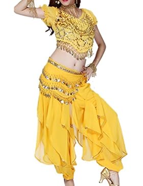 Danza del ventre Costume Set Tribal Bandage Top+Chiffon Rotate Pantaloni