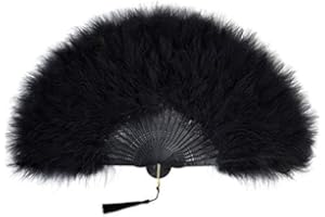 BABEYOND 1920s Vintage Damen Handfächer Fächer Feder Damen Gatsby Kostüm Flapper Zubehör Schwarzer Griff - Schwarz