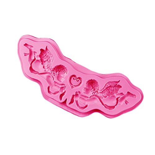 Gazechimp Silikon-Form für Fondant/Schokolade/Zuckerverzierung, für Cupcakes, Mehr Form - Rosa Amor Engels, 15,5x4,4x1,1 cm