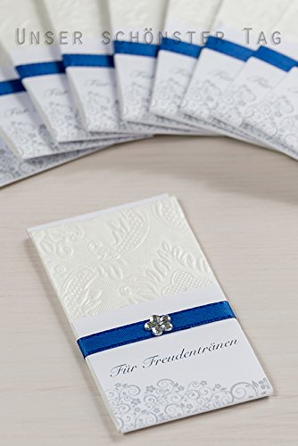 Taschentücher Freudentränen Hochzeit TT0050 creme blau
