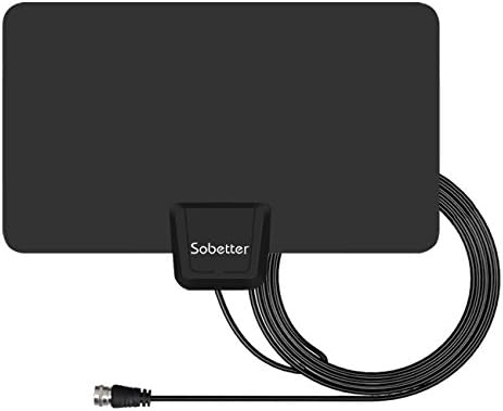 Sobetter 0.5mm Ultra-Thin Amplified Digital TV Aerial Indoor HDTV Antenna with Excellent Performance for Digital Freeview and Analog TV Signals, VHF/UHF/FM, Window Aerial, Soft Design