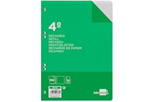 RECAMBIO LIDERPAPEL CUARTO 100 HOJAS 60G/M2 LISO SIN MARGEN 6 TALADROS