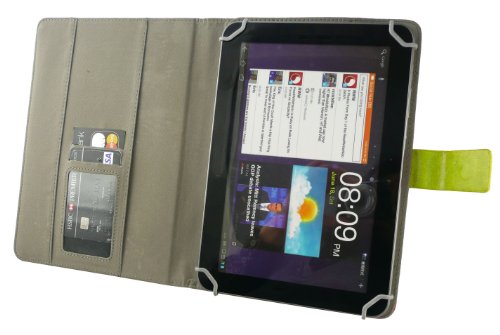Emartbuy® Grün Eingabestift + Universalbereich ( 8 – 9 Zoll ) Grün Multi Winkel Folio Executive Hülle Schutzhülle Case Cover Wallet mit Kartensteckplätze geeignet für Gigaset QV830 8 Zoll Tablet - 6